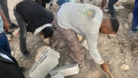 دفن رفات اموات نبشها الاحتلال في المقبرة اليوسفية