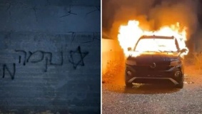 مستوطنون يحرقون مركبة في أبو فلاح شمال شرق رام الله