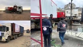 غزة.. الهلال الأحمر يتمكن من نقل مستشفى ميداني كامل