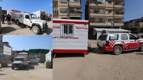 الهلال الأحمر الفلسطيني ينقل عيادات متنقلة لدعم الخدمات الصحية في غزة 