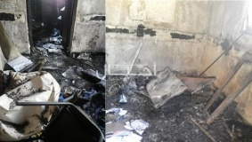 مجهولون يحرقون مدرسة الساوية اللبن الثانوية بنابلس