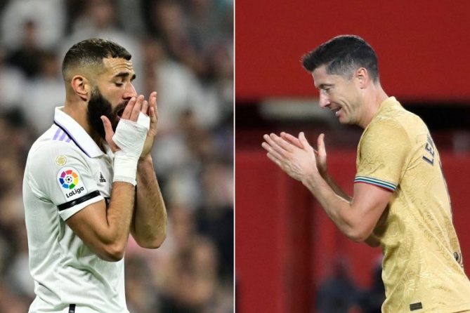 بنزيمة وليفاندوفسكي وجهاً لوجه في الكلاسيكو