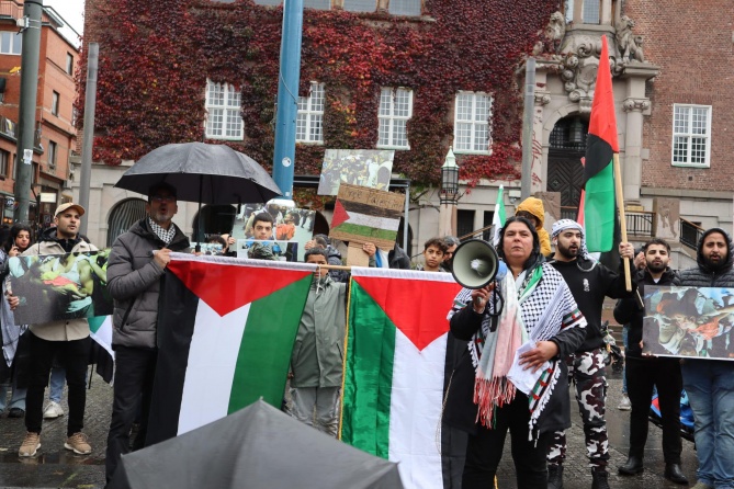 مظاهرة للجالية الفلسطينة في السويد تنديداً بالعدوان