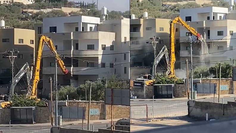 الاحتلال يهدم  بناية سكنية  في خربثا المصباح غرب رام الله