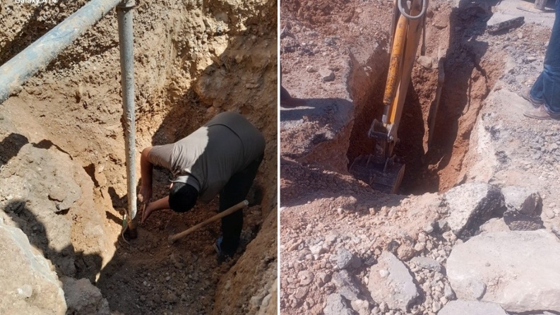 سلطة المياه تزيل تعدياً على خط ناقل في بيت لحم