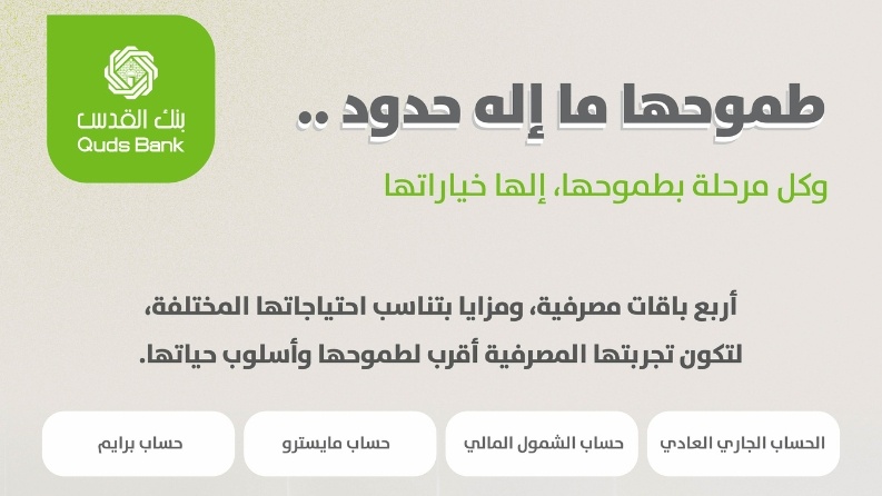 في اليوم الوطني للمرأة الفلسطينية.. بنك القدس يقدّم أربع باقات مصرفية مخصّصة للسيدات