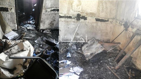 مجهولون يحرقون مدرسة الساوية اللبن الثانوية بنابلس
