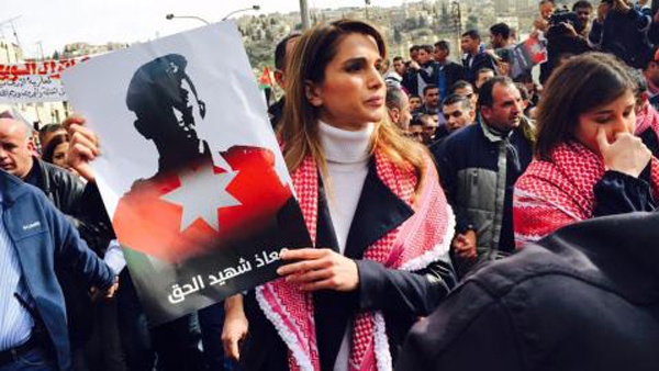 الآلاف تقودهم الملكة رانيا يتظاهرون في عمان