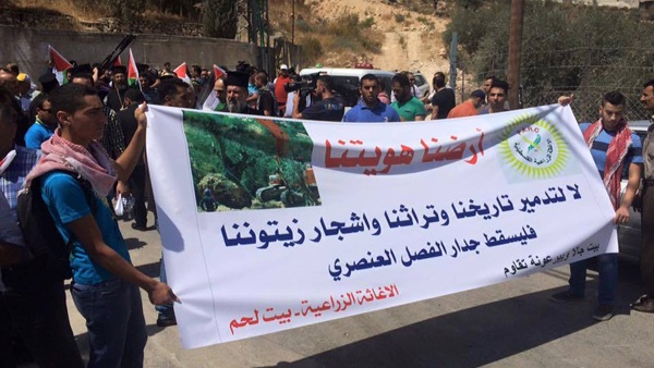 إصابات بقمع مسيرة منددة بتجريف أراضي بيت جالا