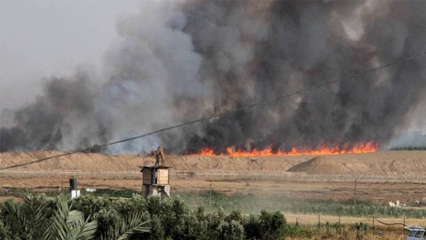 11 حريقا بمستوطنات غلاف غزة بفعل البالونات الحارقة
