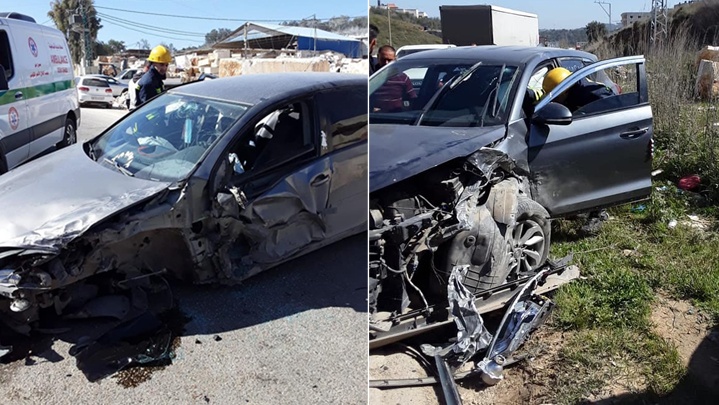 5 إصابات بحادث تصادم بين مركبتين في جنين