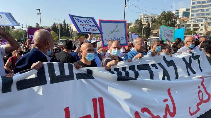 مظاهرة في الشيخ جراح بالقدس رفضًا للتهجير